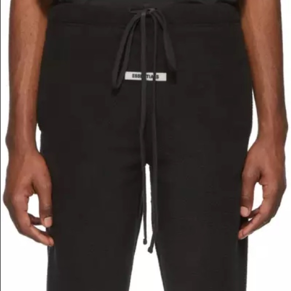 Essentials black fleece track pants